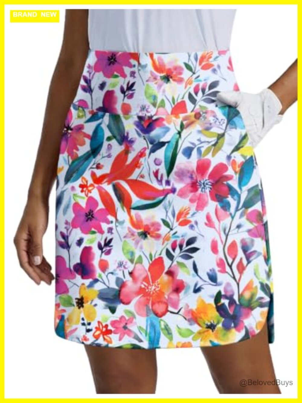 Women's Athletic Skort with Built-In Shorts, High Waist, 18" Length, UPF 50+